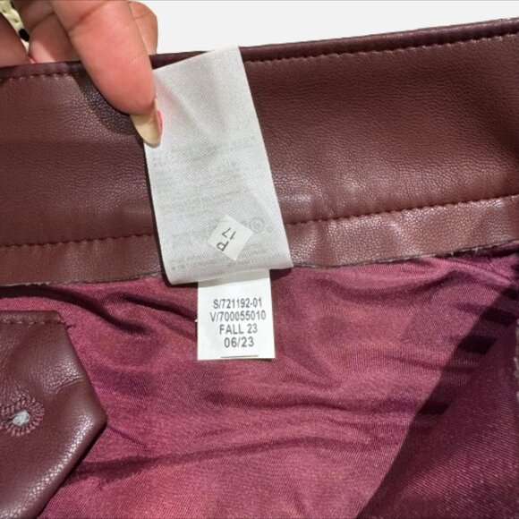 Banana Republic Soft Vegan Leather Dark Almond Brown Edgy Straight Pants (SZ 14) - Picture 12 of 12